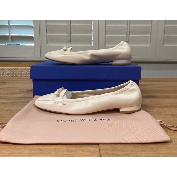 Stuart Weitzman Tully Loafer Seashell Lacquered Nappa Size 6.5 NIB Ballet Flat - Picture 4 of 14